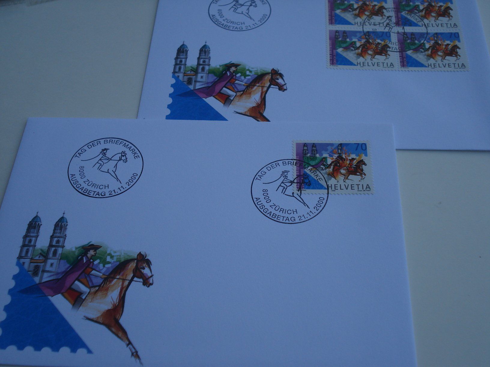 Alle Briefmarken: arke Sechseläuten 2000, FDC Einzel + 4erblock, 2 Bel – Gebraucht aus Niederwil AG von morostahu 1