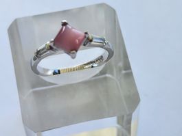 Vintage Damenring mit rosa Stein, Grösse 57  18k Gold filled