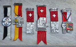 CH Lot de 6 médailles de tir dés CHF 1.-