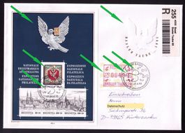ATM 10_Sonder-ATM "Basler Taube"_R-Brief mit TAUBENSCHWARM !