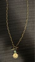Necklace with Coin & Stone Pendant