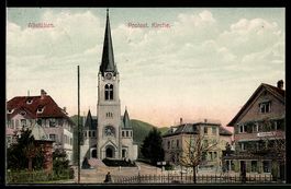 AK Altstätten, Protestantische Kirche mit Gasthof