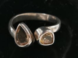 Damen Silber Ring mit Rauch Topase