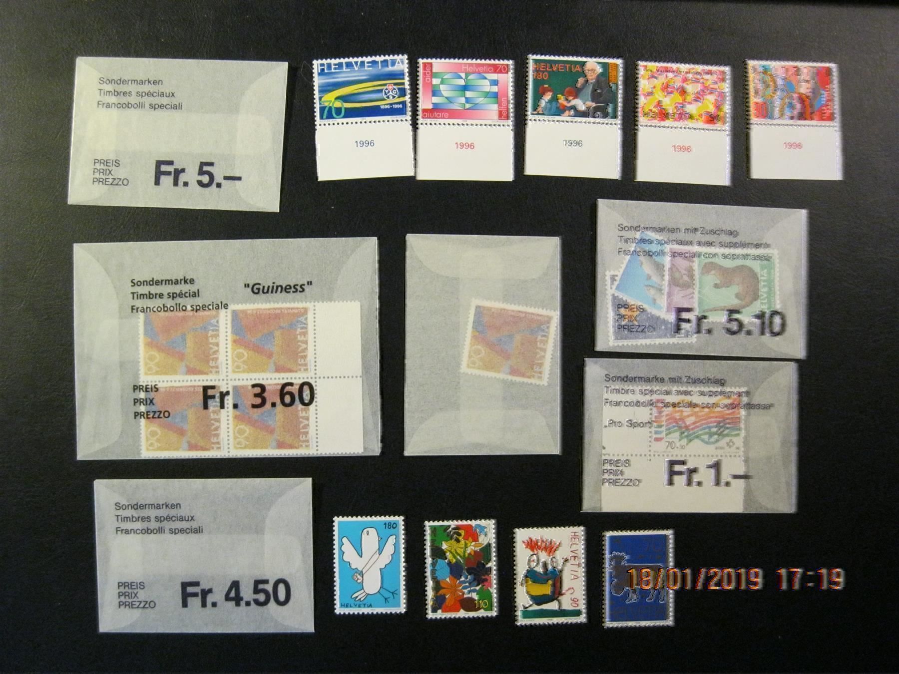 Alle Briefmarken: 1996 Diverse Briefmarken  Postfrisch – Neu (gemäss Beschreibung) aus Affoltern am Albis von Andrezc