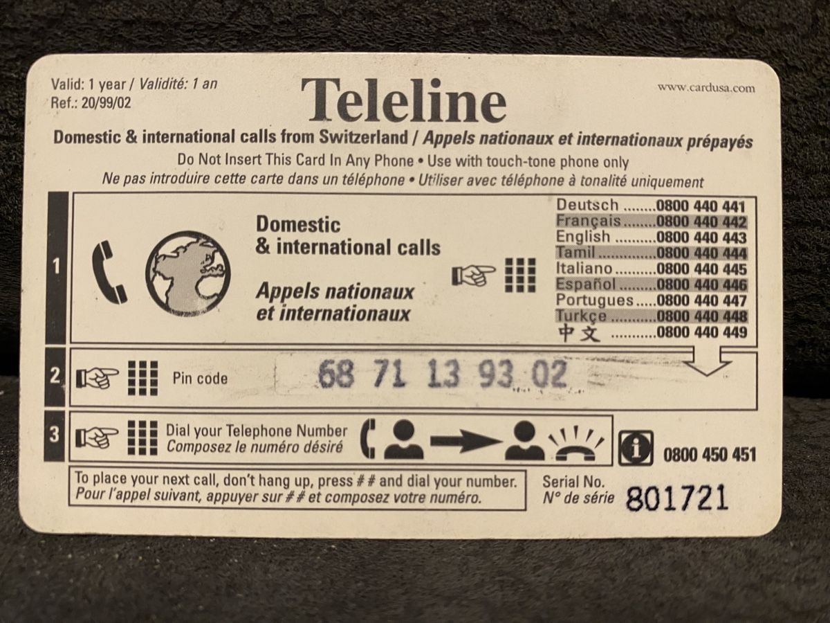 Schede telefoniche: Teleline – Usato da Lausanne venduto da babacard10 1