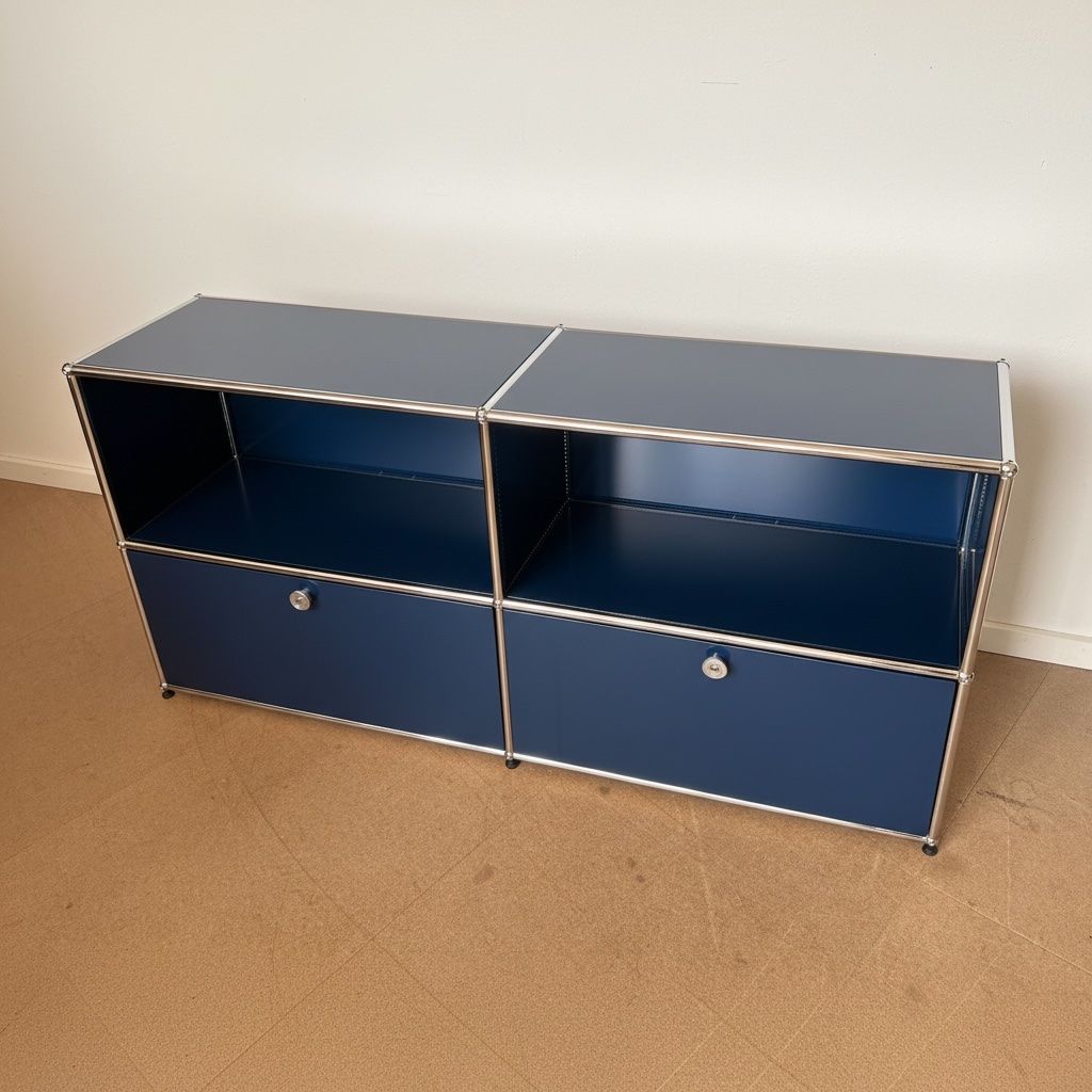 USM Scaffali: USM Haller Sideboard Stahlblau mit Klappen – Nuovo (secondo la descrizione) da Hellbühl venduto da copy-swiss