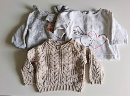 Lot de 3 pulls chauds bébé (taille 62cm, 0-3 mois)