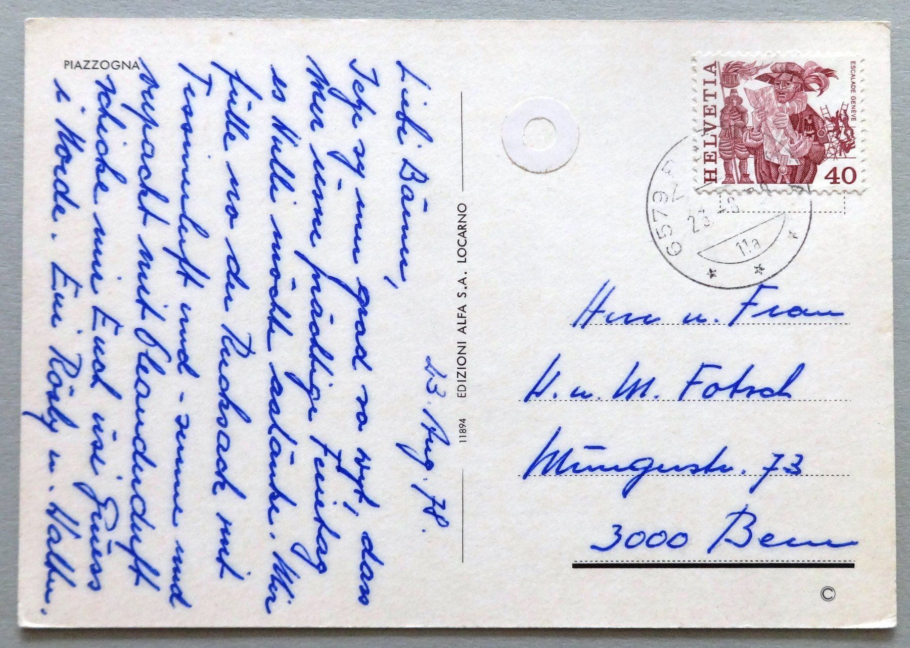 Cartes postales: Piazzogna – Défectueux à Fétigny par Billy2miny 1