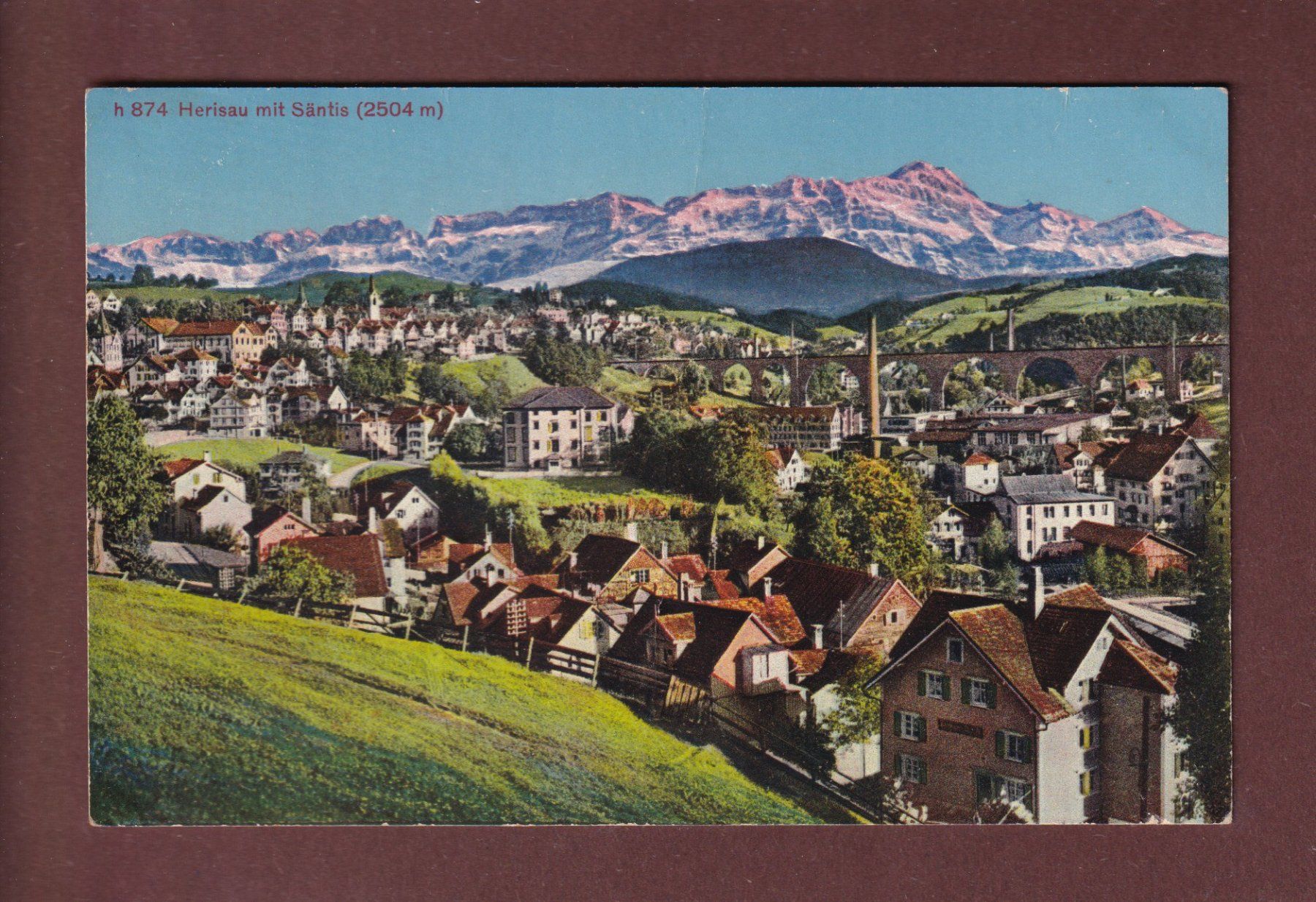 Cartoline postali: HERISAU mit Säntis - 1936 // Falte // – Usato da Pully venduto da nicecards-shop