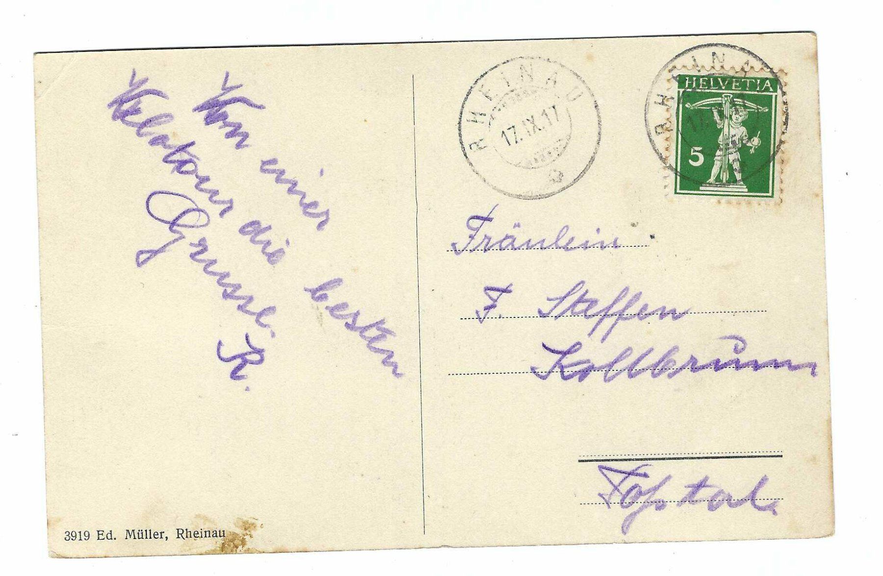 Cartoline postali: Rheinau 1917 k0 – Usato da Aarau venduto da fussball-fussball 1