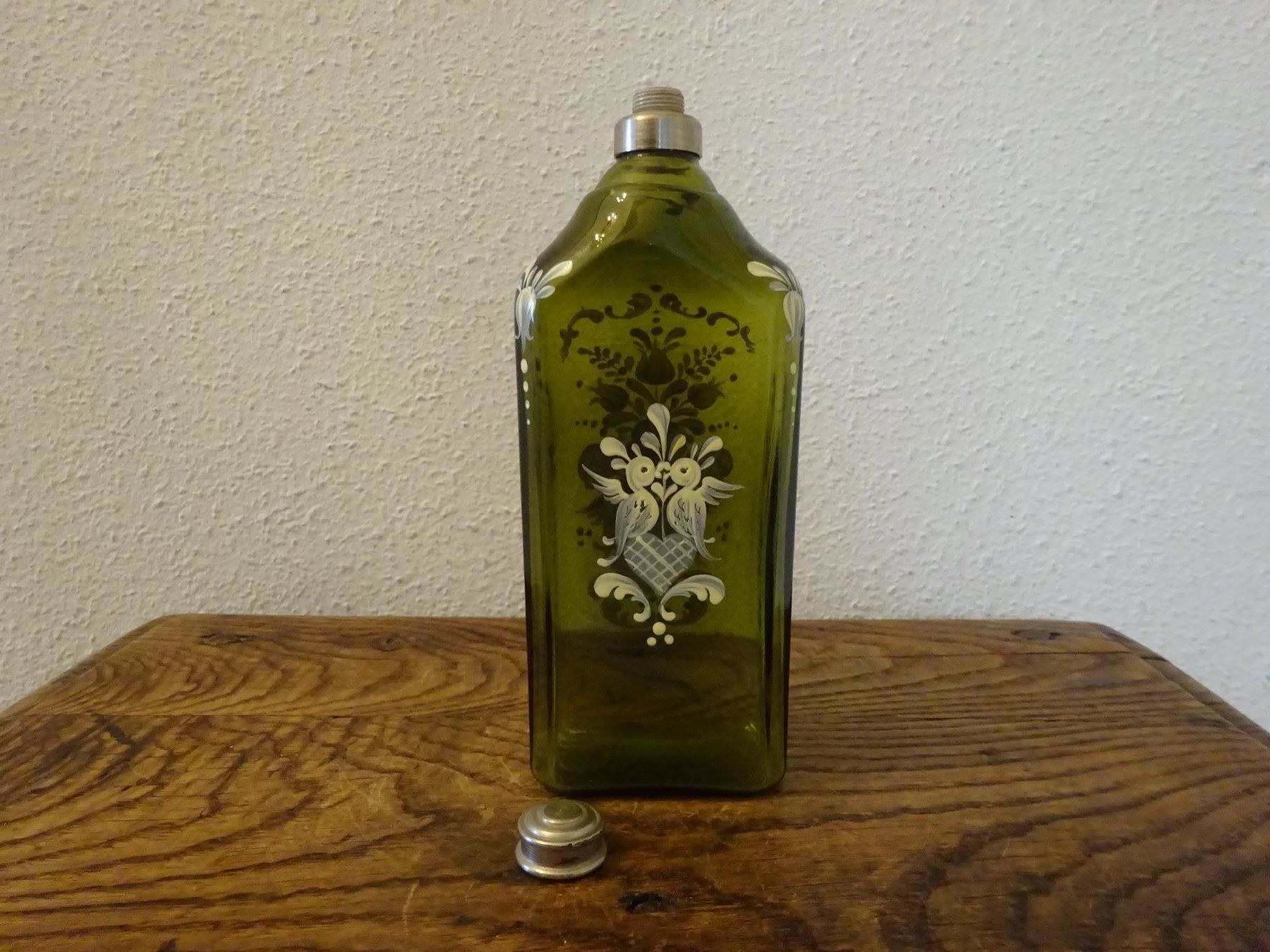 Bottiglie: Vierkantflasche Waldglas mit Zinndeckel – Usato da Esslingen venduto da eintagammeer 4