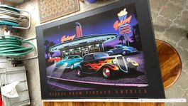 Hot Rod Drive In USA Oldtimer Veteranen mit Beleuchtung Sche