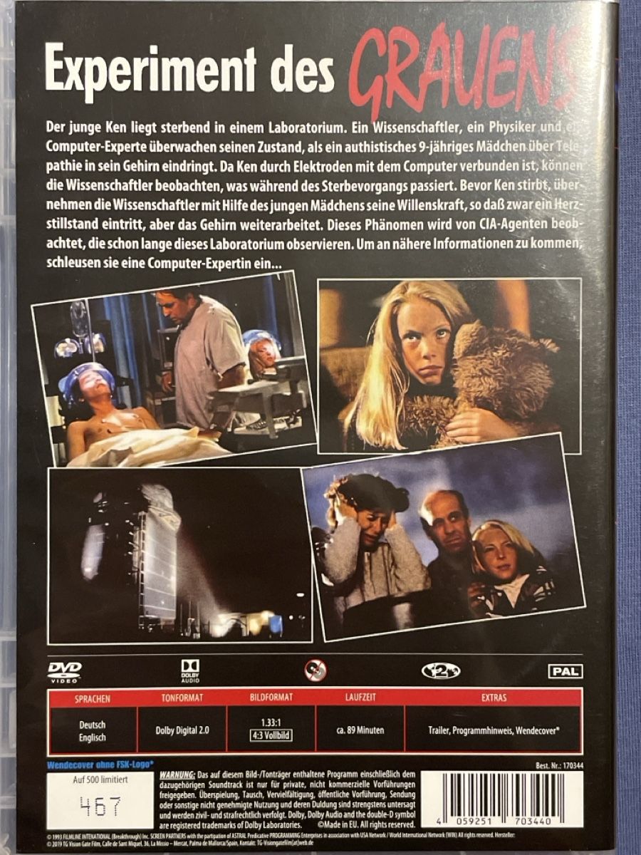 Tutti i DVDs: Experiment des Grauens (1994) – Usato da Waldenburg venduto da Mimily33 1