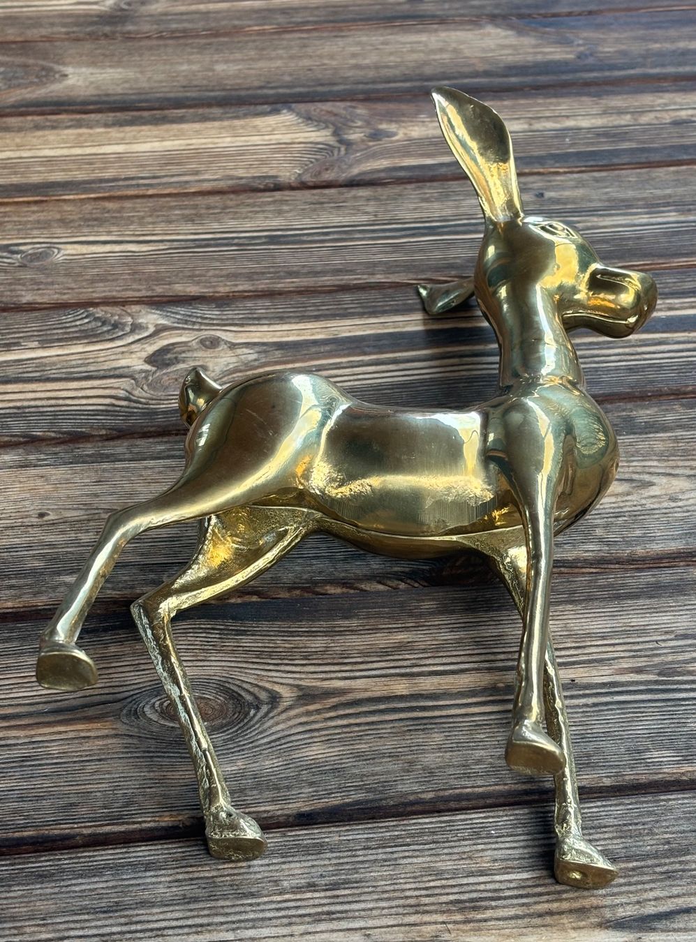 Statuette: grosses Rehkitz solider Messingguss poliert – Usato da Lüchingen venduto da Eeizo 7