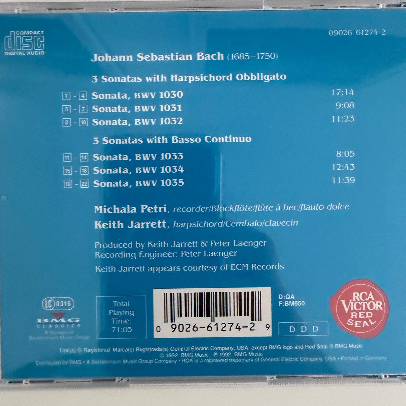 CDs: Keith Jarrett / Michala Petri – Bach Sonatas CD – Gebraucht aus Zug von Mirare9 2