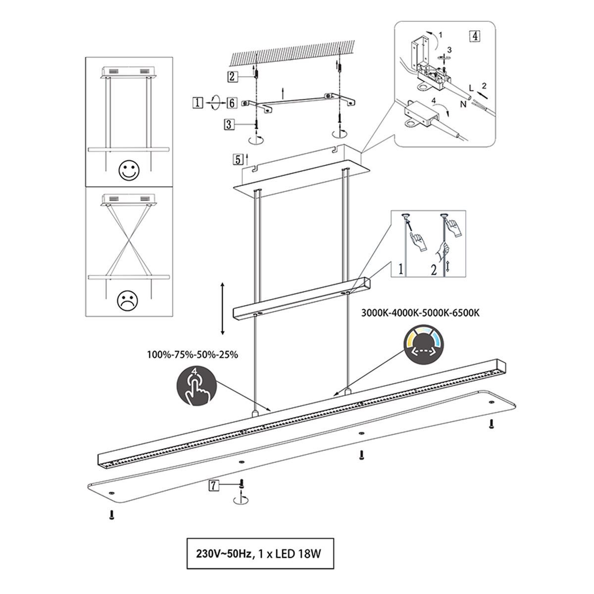 Lampadari & plafoniere: LED Pendelleuchte, 100 cm x 12 cm, CCT – Nuovo (secondo la descrizione) da Kreuzlingen venduto da Smart-Light 8