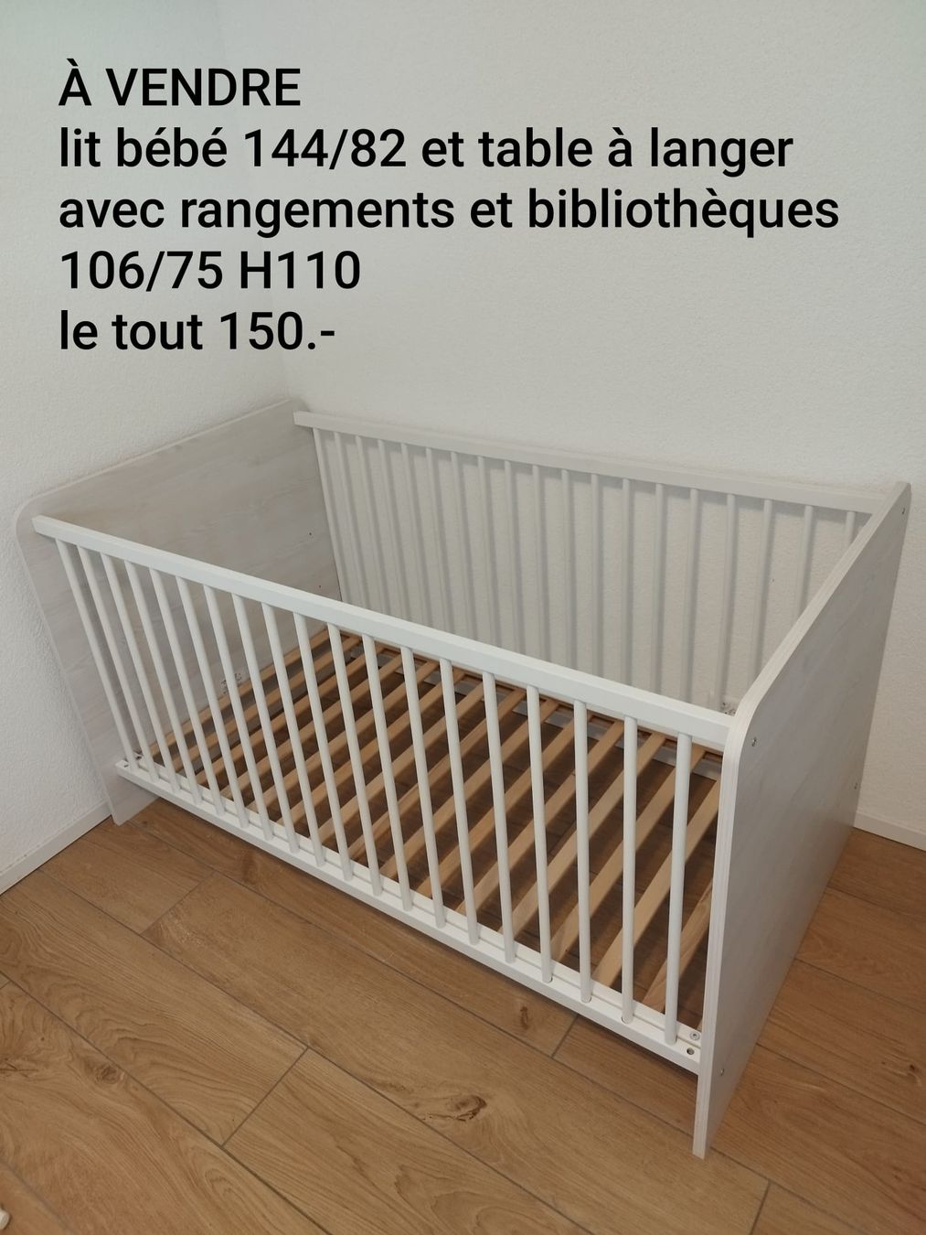 Letti: À vendre – Ensemble lit bébé + table à langer – Usato da Cudrefin venduto da dan_f99g