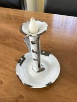 Kerzenhalter Emaille weiss mit Schieber gebraucht
