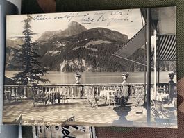 Echt Photo Karte Brunnen - Eden Hotel Terrasse Gelaufen 1935