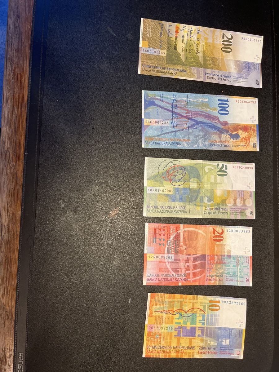 Banknoten: Alte Schweizer Banknoten – Gebraucht aus Sarnen von Muenzen.-M 1