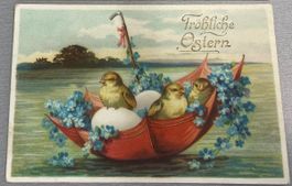 antike Humor Glanz Postkarte "Fröhliche Ostern" gelaufen