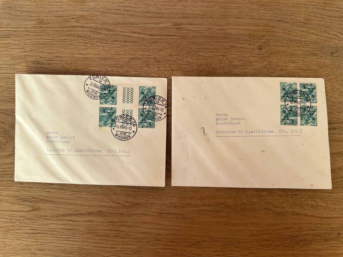 Alle Briefmarken: 2x Kehrdrucke 1946 auf Brief – Gebraucht aus Schmitten / FR von Samsara169