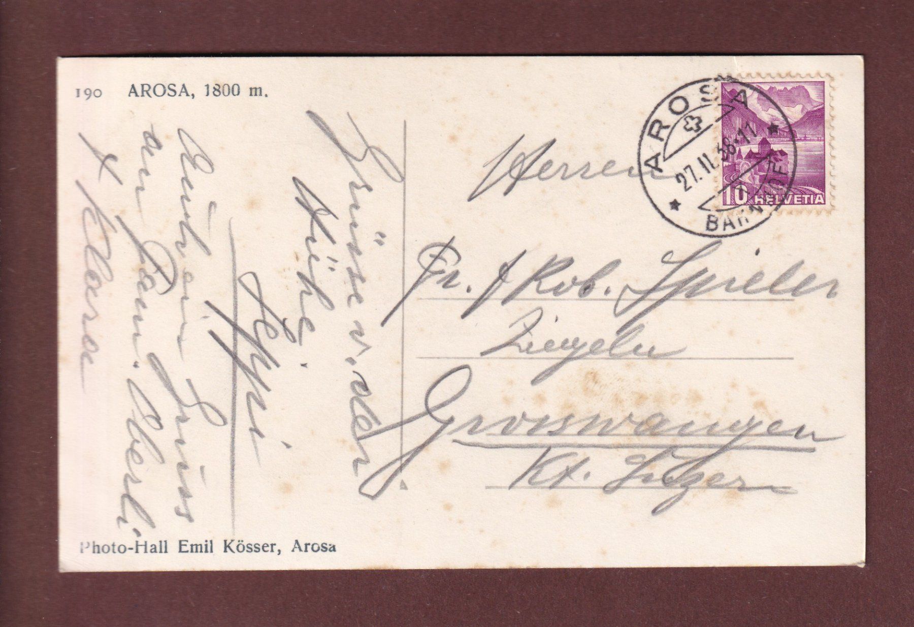 Ansichtskarten: AROSA - 1938 – Gebraucht aus Pully von nicecards-shop 1