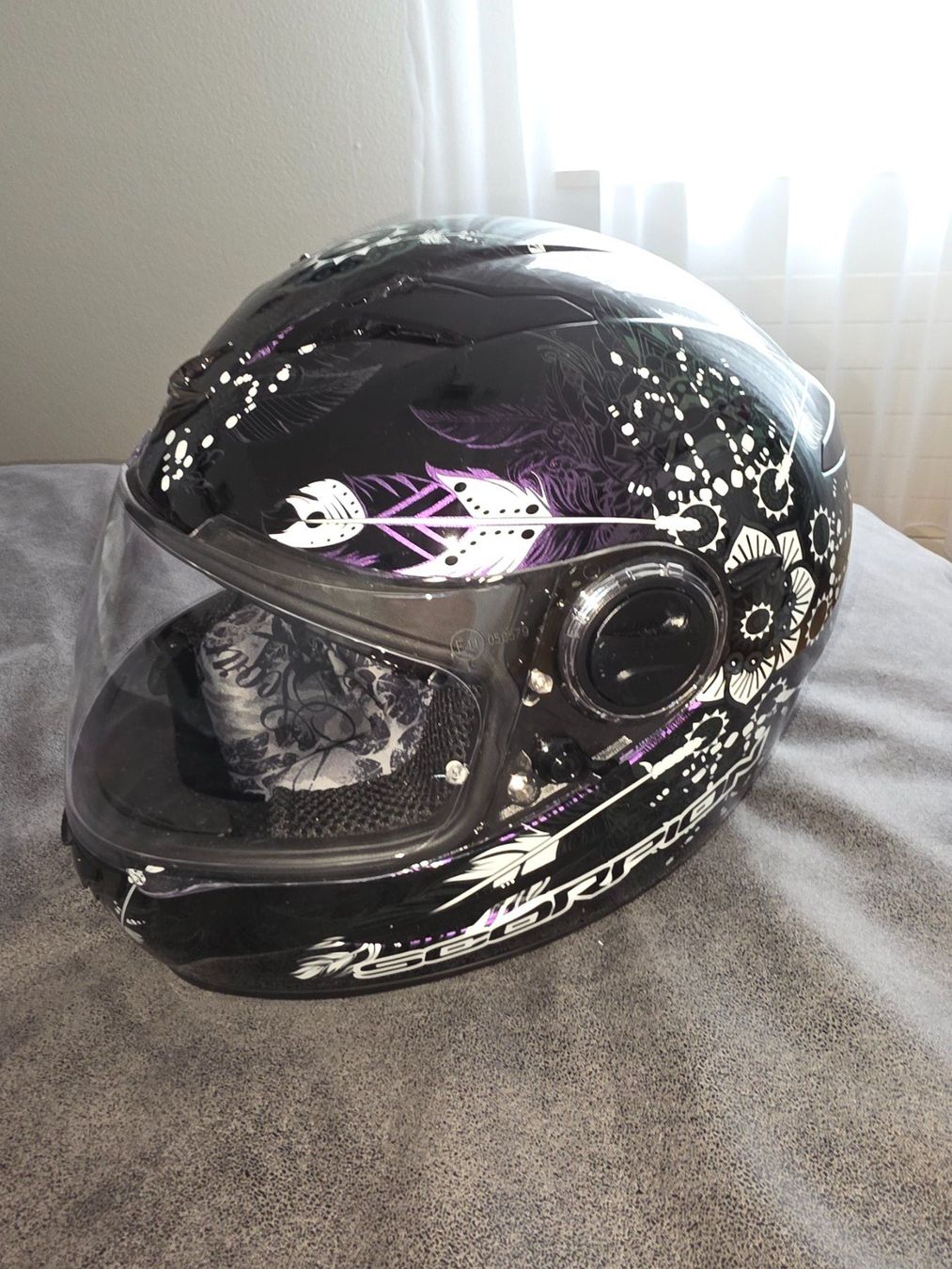 Caschi & visiere: Scorpion EXO Motorradhelm, Schwarz/Lila, unfallfrei – Usato da Stein AG venduto da eMODy 2