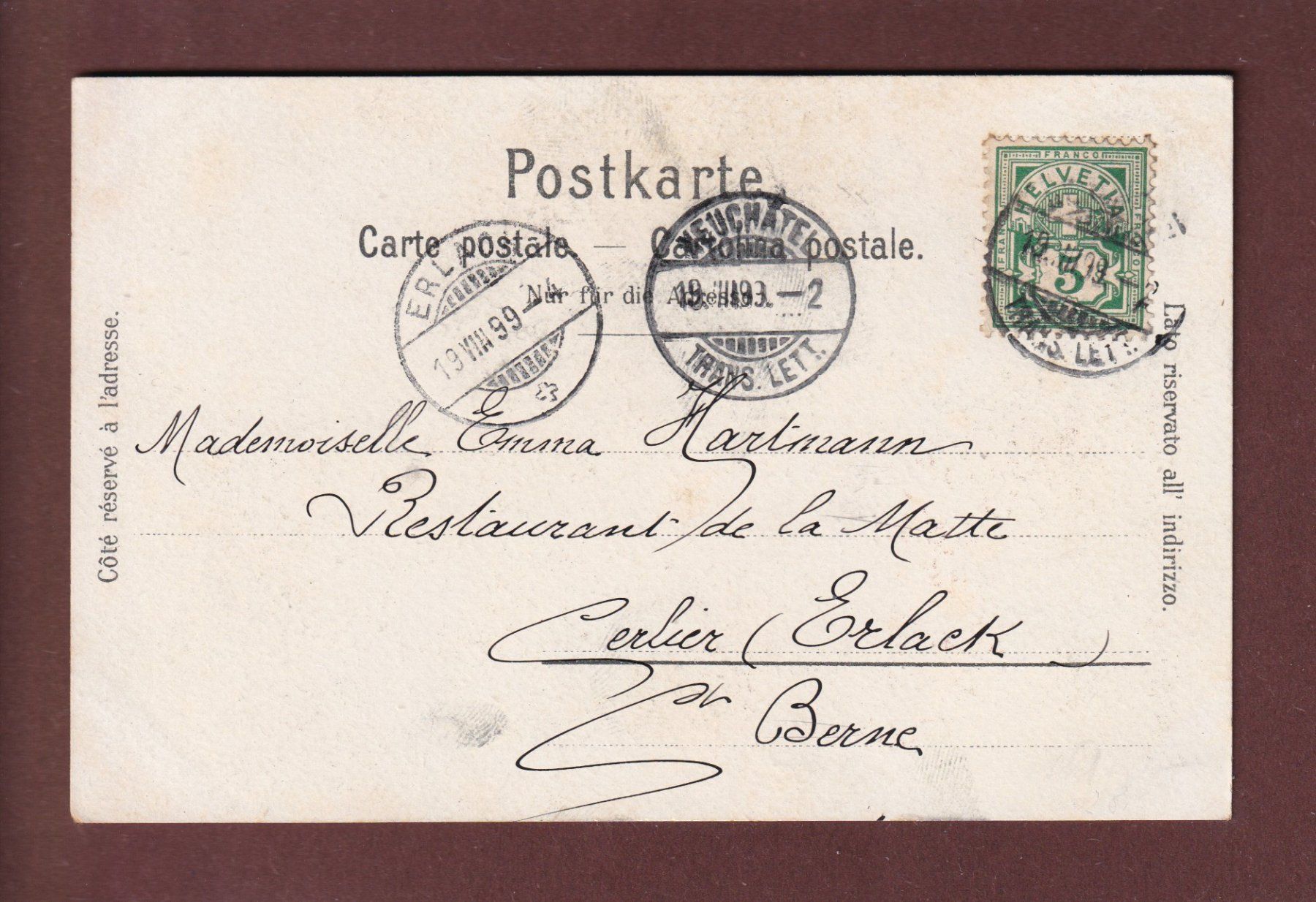 Cartoline postali: Souvenir de NEUCHÂTEL - Raisin - 1899 – Usato da Pully venduto da nicecards 1