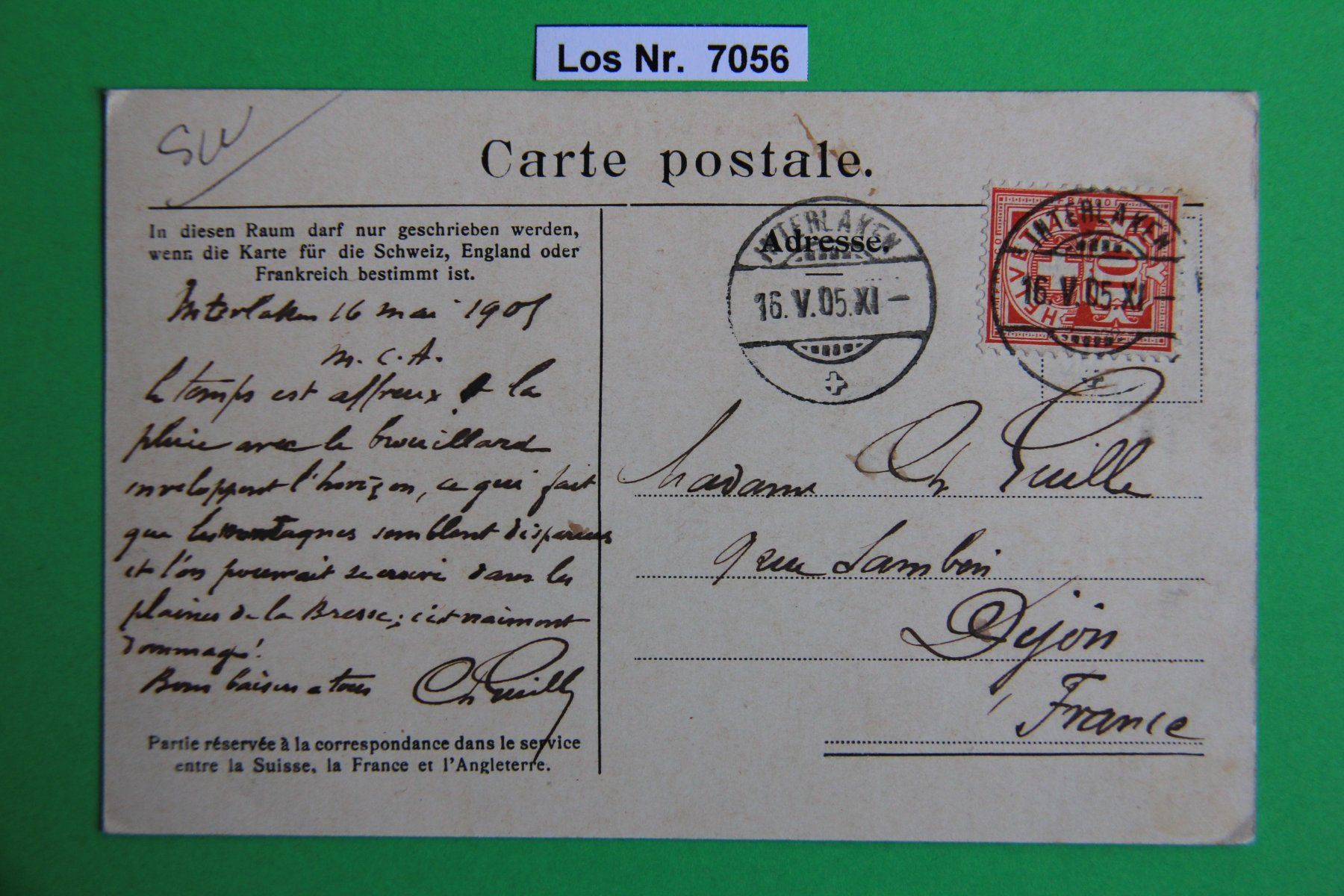 Cartoline postali: CH Ansichtskarte Interlaken um 1900                 Los 7056 – Usato da Volken venduto da jukon65 1