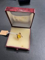 Sehr feiner Ring GG 18Karat mit Citrin + Diamant Gr. 49