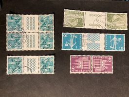 Schweiz 1941/76 Lot Zwischenstege Kehrdrucke gestempelt
