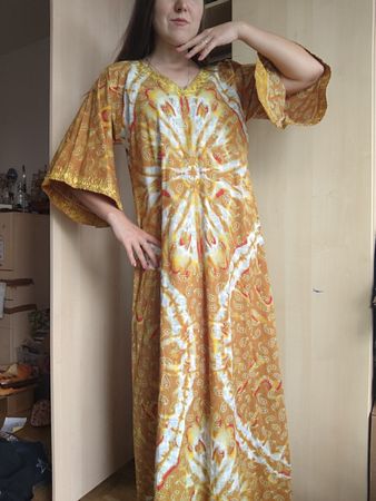Maxikleid Orange, Boho Folklore, Ethno Afrika