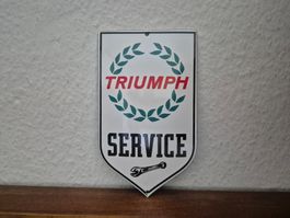 Emailschild Triumph Service Motorrad Logo Emaille Schild