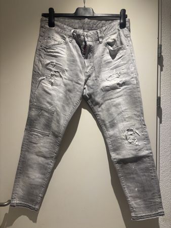 Graue Distressed Jeans im Used Look, Grösse 32/32