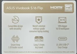 Asus Vivobook S 16 Flip Laptop neuwertig