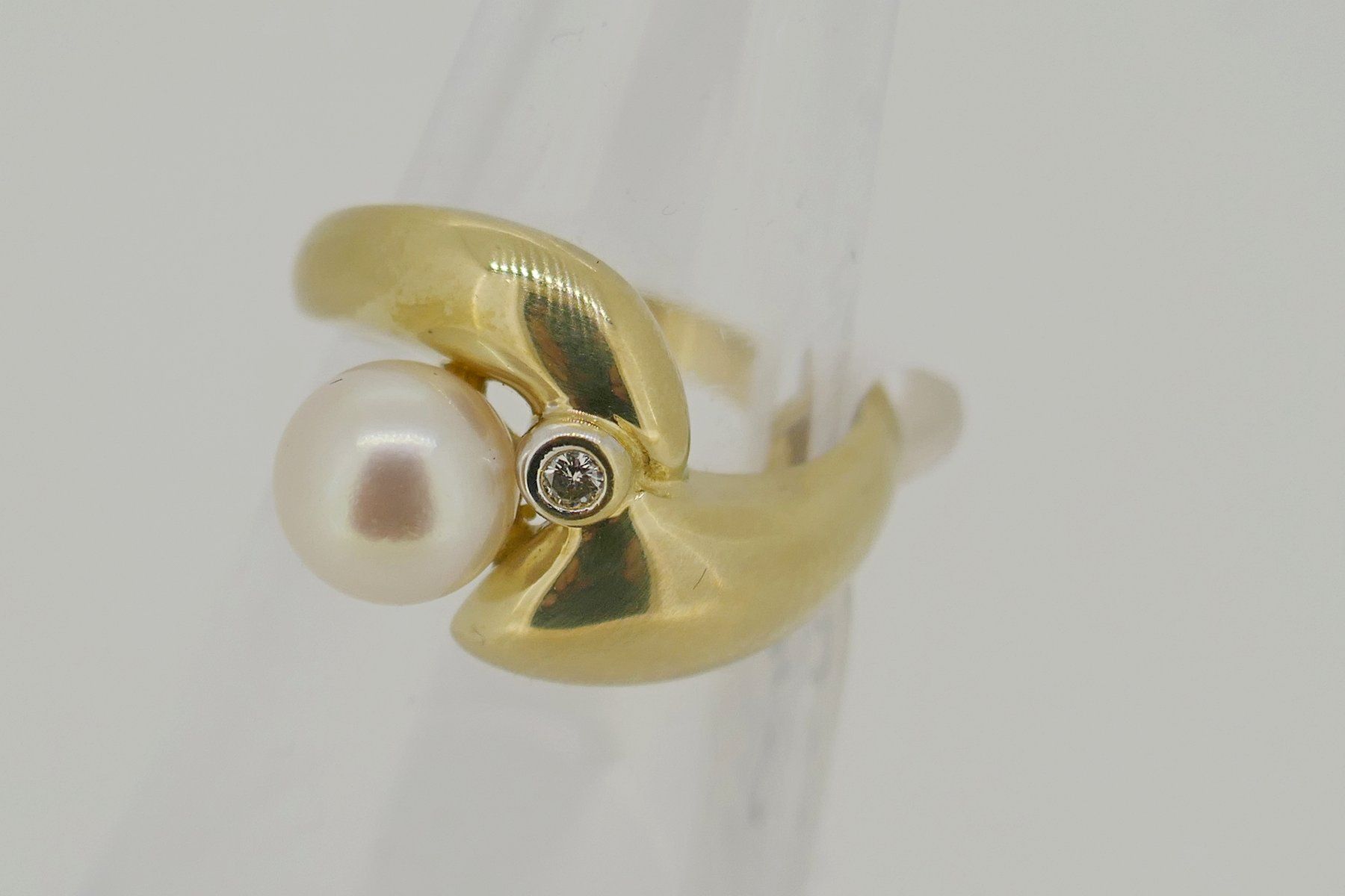 Anelli: Schöner Brillant Perle Ring  14 kt. Ringgr. 55 – Usato da Schaffhausen venduto da swisswatches-andmore 1