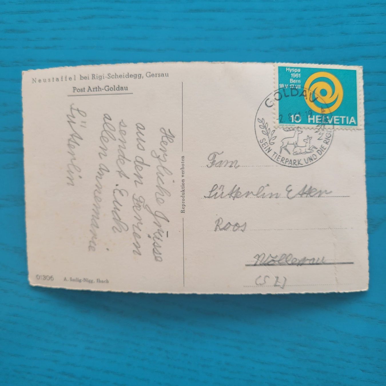 Cartoline postali: Neustaffel bei Rigi- Scheidegg, Gersau  1961 – Usato da SCHÜBELBACH venduto da CoKaHa 1
