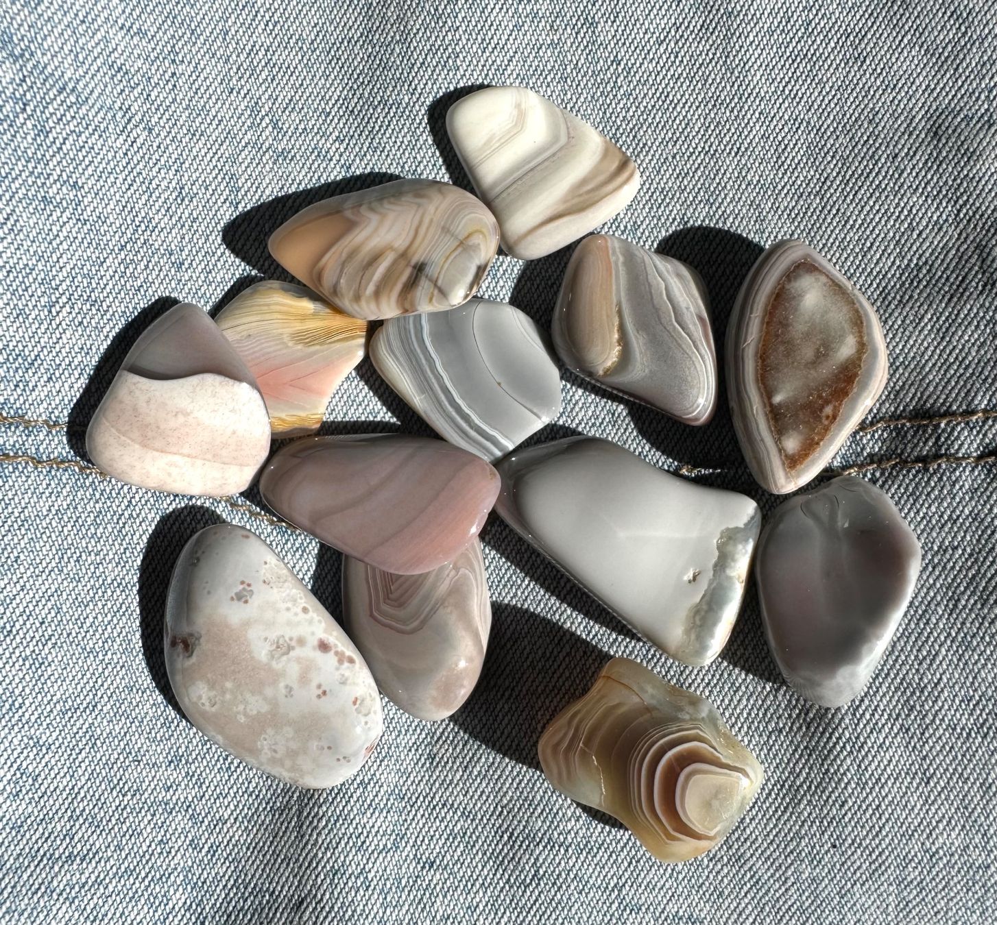 Pietre preziose: Trommelsteine  Botswana Achat    top Farben       LOT – Nuovo e nell'imballaggio originale da Leuggern venduto da gemshow 3