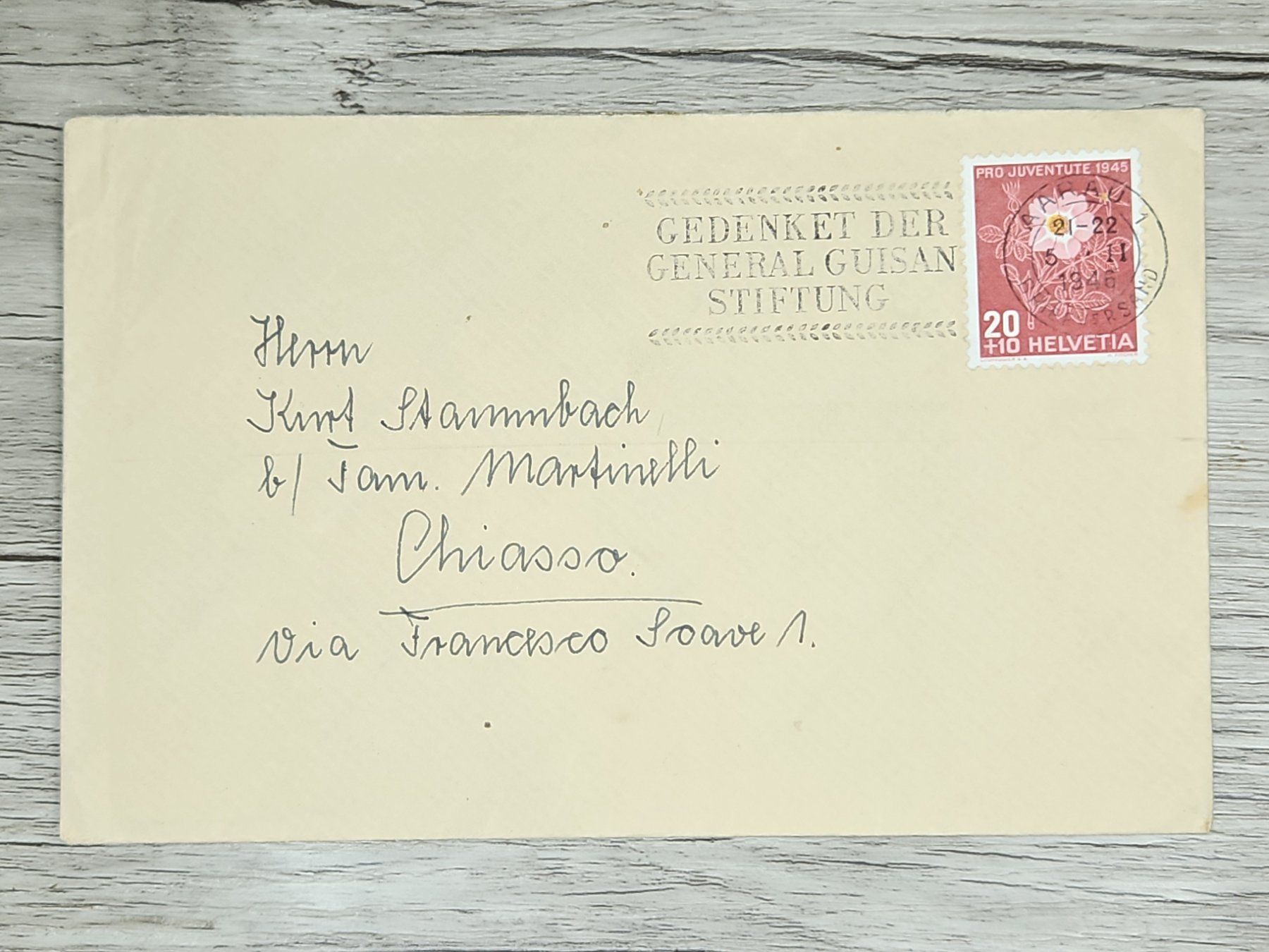 Tutti i francobolli: CL02 Enveloppe + Timbre Suisse 1946 – Usato da Cousset venduto da Patrick_Collections