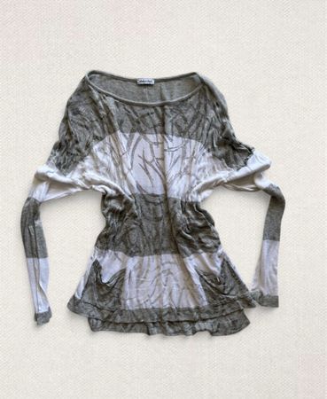 Damen Pullover Made in Italy grau weiss gestreift