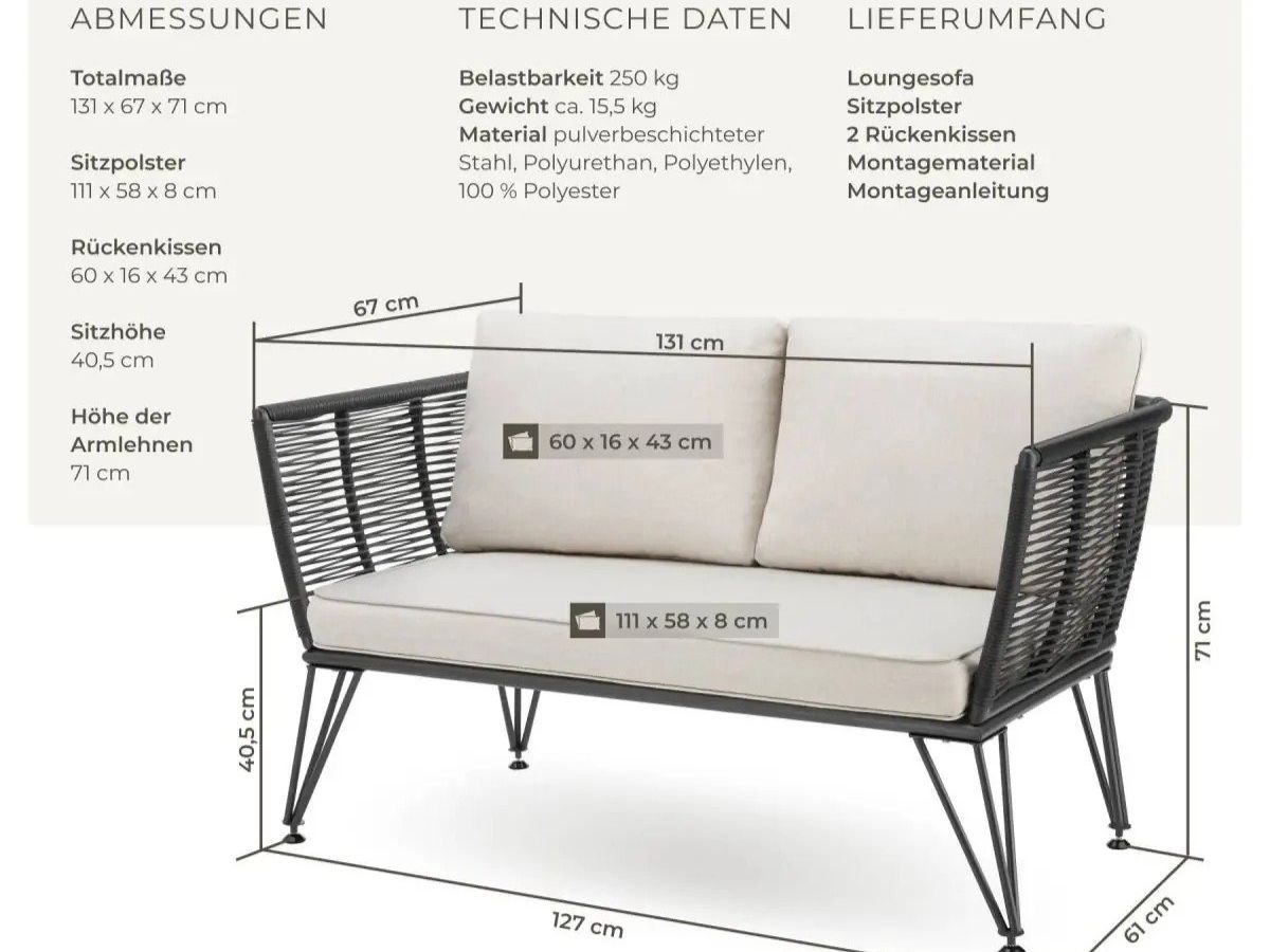 Divani: Garten Loungesofa Rope Design mit Polyrattan VELTORA – Nuovo e nell'imballaggio originale da Lachen SZ venduto da sw3zzy 5