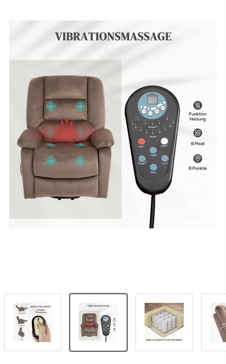 Poltrone: Sessel mit Aufstehhilfe und Massagefunktion braun – Nuovo (secondo la descrizione) da Bad Ragaz venduto da ametinho 2