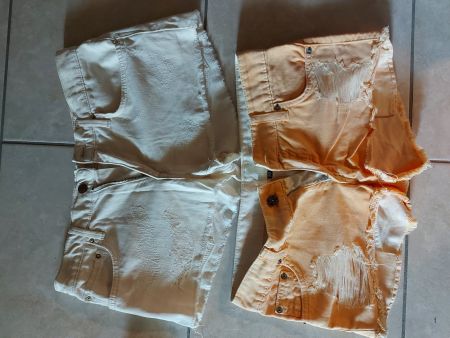 2 paia shorts jeans donna S - M bianco e arancione
