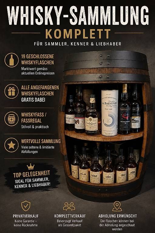 Spirituosen: Whiskysammlung mit Fass – Gebraucht aus Diessbach b. Büren von Maetthu88