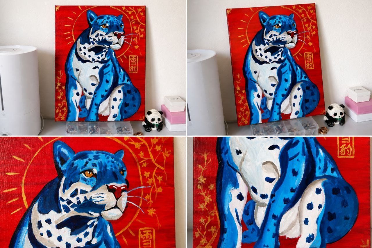 Dipinti: Handgemaltes Acrylbild "Schneeleopard" 30x40 – Nuovo (secondo la descrizione) da Oensingen venduto da ale_ftv9 1