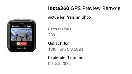 Insta360 Action Cam: Insta360 GPS Preview Remote mit Garantie ab 1 CHF – Usato da zürich venduto da Ot2 3