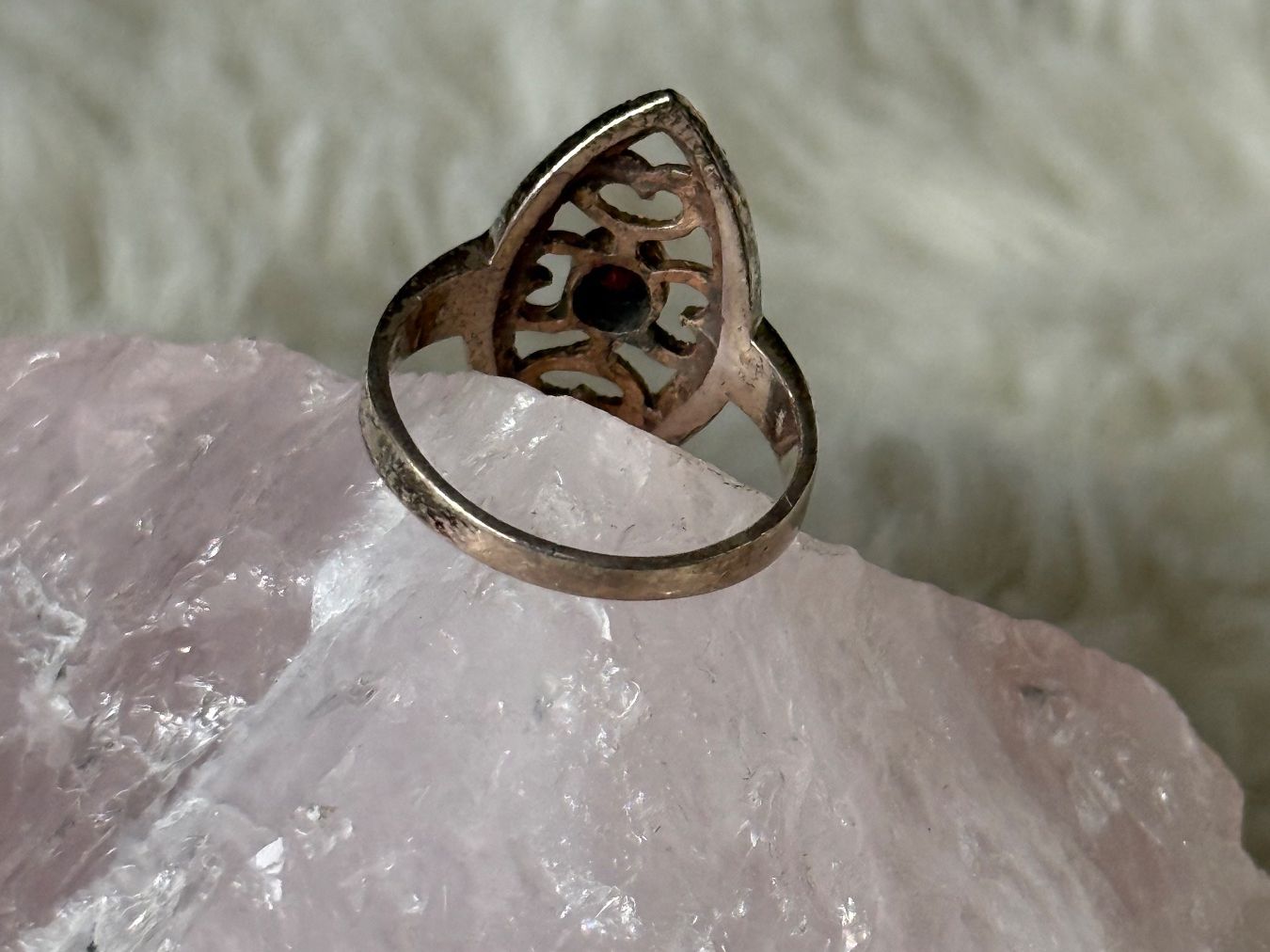 Anelli: Vintage Silberring 925 mit rotem Stein – Usato da Istighofen venduto da Ringparadies 2