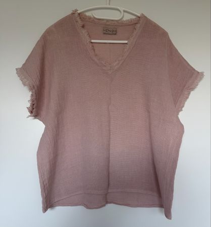 Damen Bluse Leinen Baumwolle rosa Grösse L/XL neuwertig