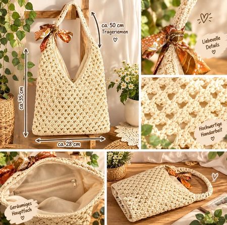 Häkel Freizeittasche in beige, neu, Versand möglich